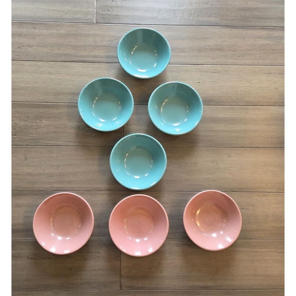 Set Of 7 Vintage 1990s Montgomery Ward Color Connectiom Pink & Blue 6" Bowls